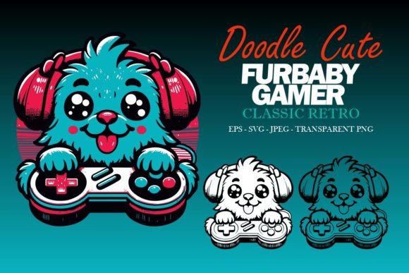 Download Classic Retro Doodle Cute Furbaby Set 3 - Retro doodle Collection