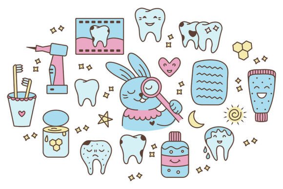 Download Pediatric Dentistry Retro Doodle Set - Retro doodle Collection
